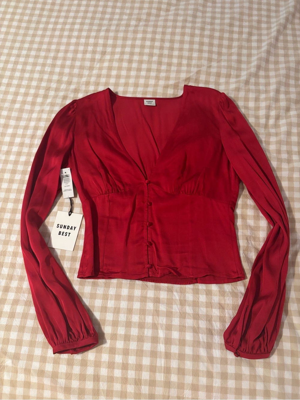 NWT Aritzia Sunday Best Red Satin Top